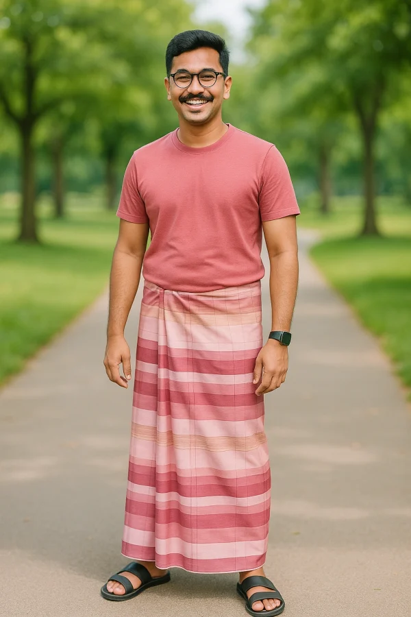 premium lungi pink style
